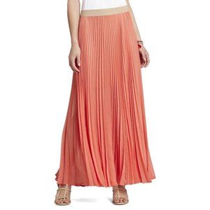 BCBGMaxazria Orange Pleated Maxi Skirt | Small
